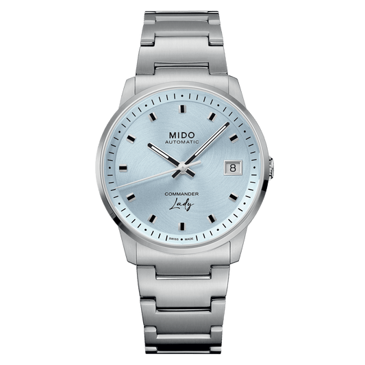 Mido Commander Lady Ice Blue Dial 35mm Women's Watch M0212071104100