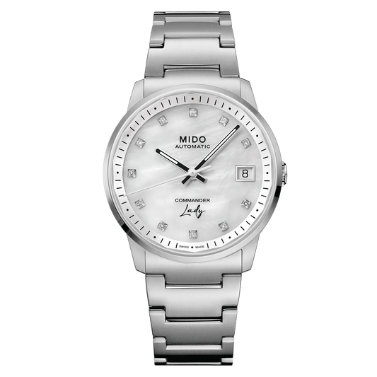 Mido Commander Lady 35mm White Mother of Pear Dial Women's Watch M0212071110600