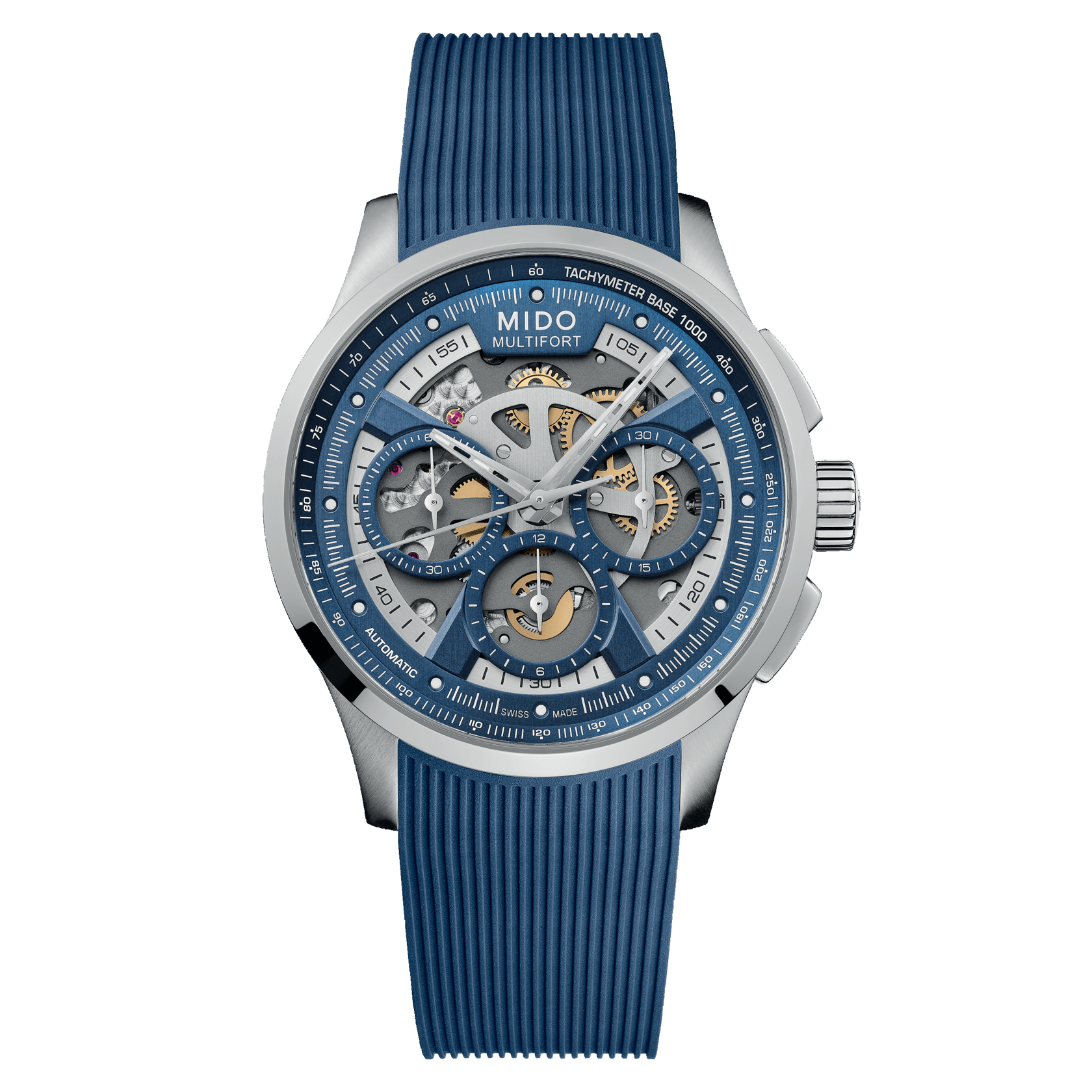 Mido Multifort Skeleton Chronograph 43mm Blue Dial Men's Watch M0386621704000