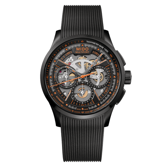 Mido Multifort Skeleton Chronograph 43mm Black Dial Men's Watch M0386623705000