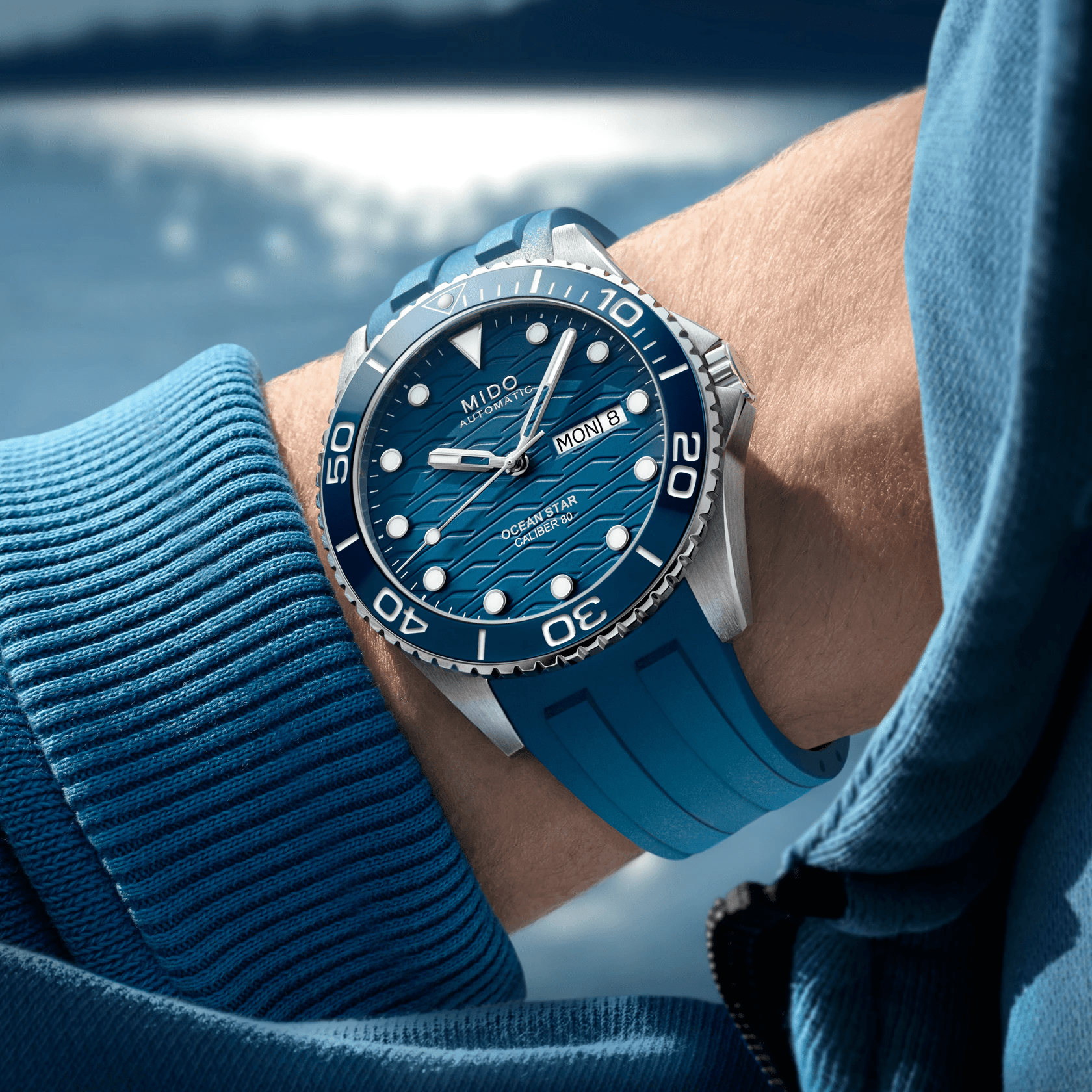 Mido Ocean Star 200C Blue Dial Rubber Strap Men's Watch M0424301704100