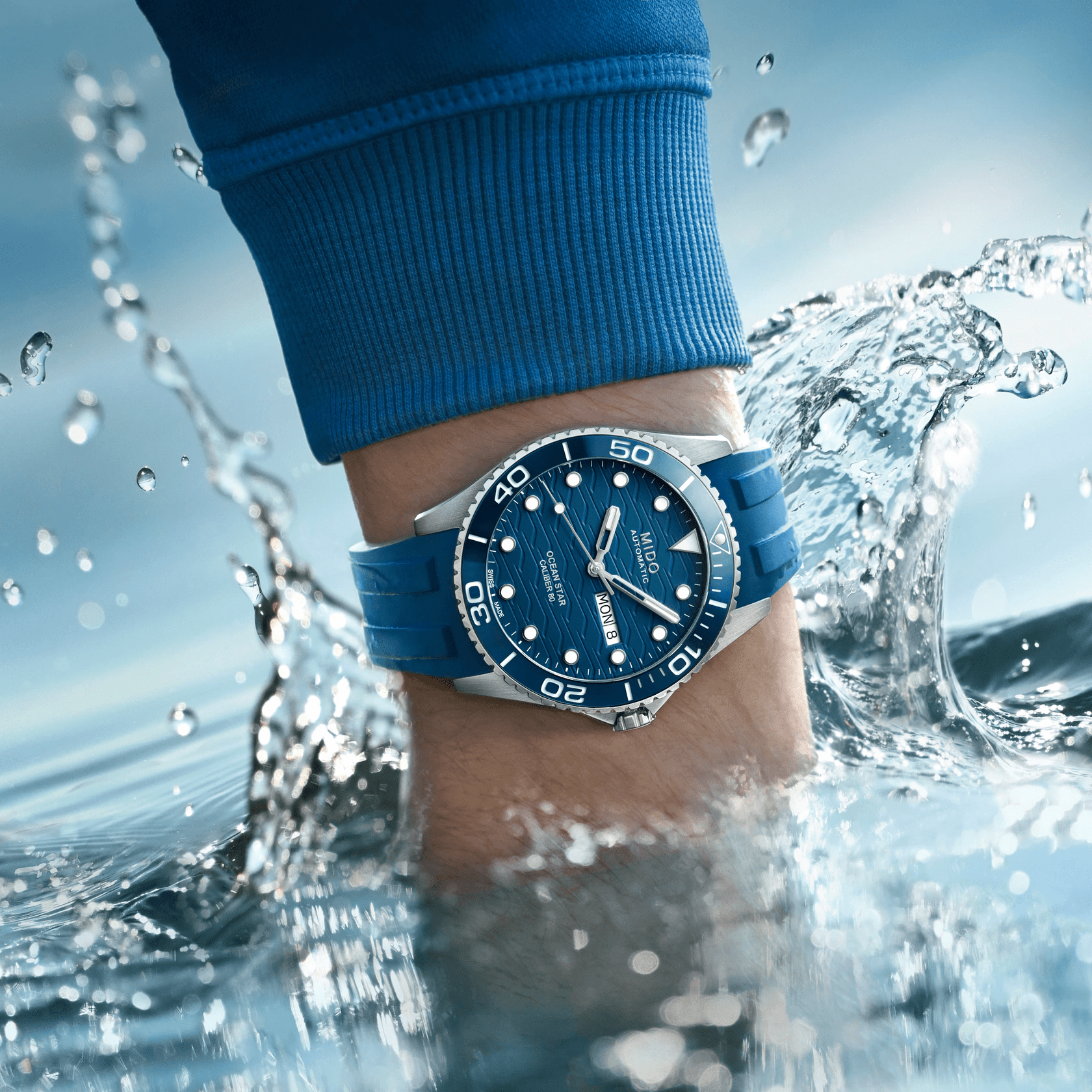 Mido Ocean Star 200C Blue Dial Rubber Strap Men's Watch M0424301704100