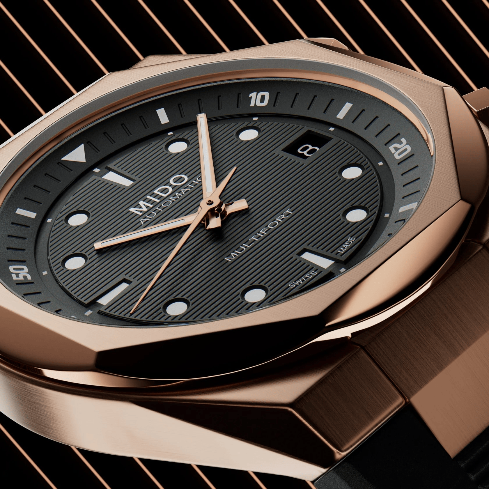 Mido Multifort 8 Two Crowns 40mm Black Dial Men's Watch M0475073705100