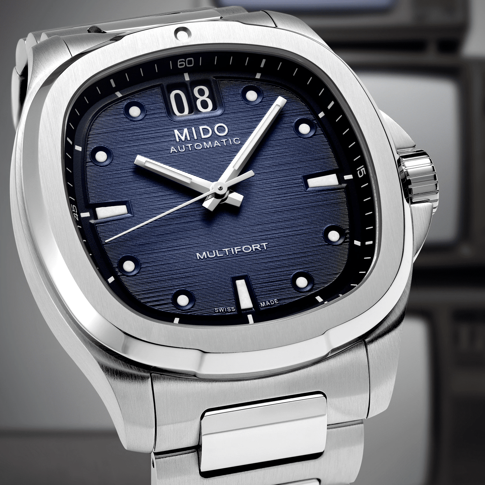 Mido Multifort TV Big Date Blue Dial Steel Men's Watch M0495261104100