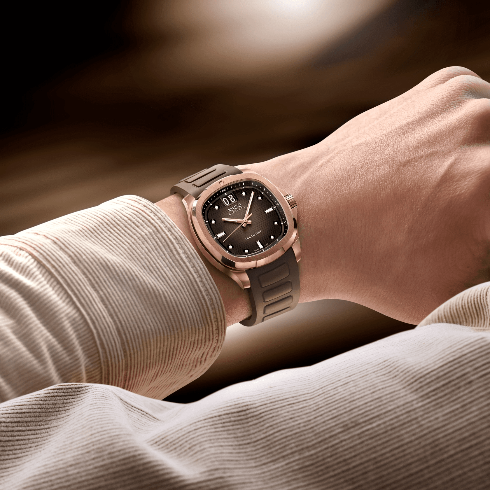 Mido Multifort TV Big Date Rose Gold PVD Men's Watch M0495263729100