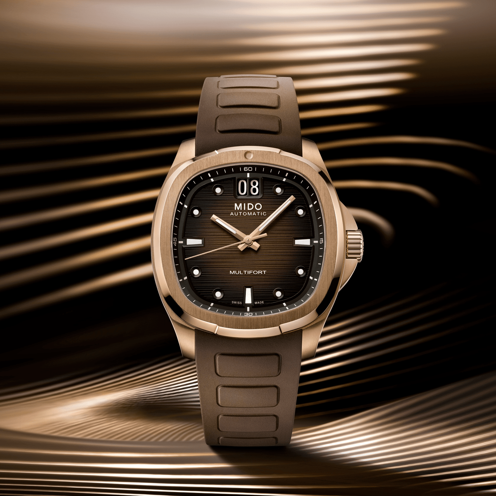 Mido Multifort TV Big Date Rose Gold PVD Men's Watch M0495263729100