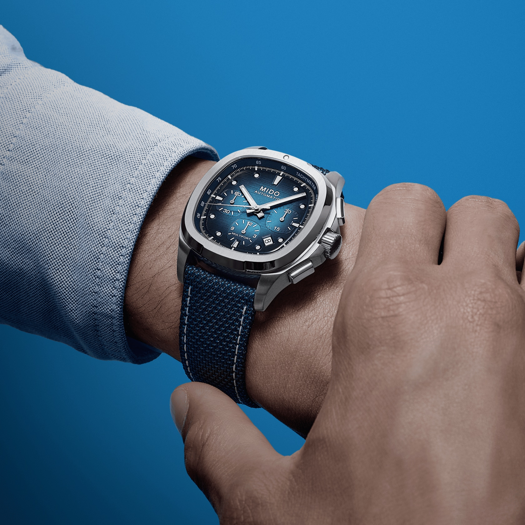 Mido Multifort TV Chronograph 42mm Blue Dial Men's Watch M0495271104100
