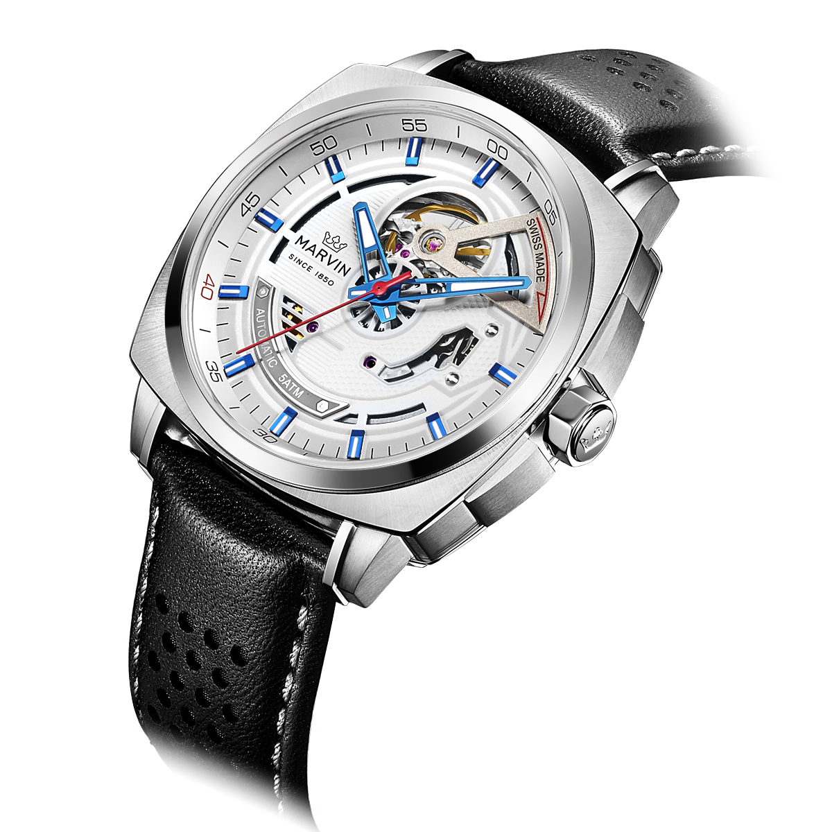 Marvin Malton Cushion 42mm White Dial Men's Watch M119.13.28.64