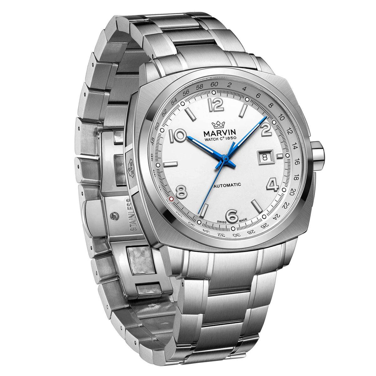 Marvin Malton Cushion 42mm White Dial Men's Watch M119.13.33.11