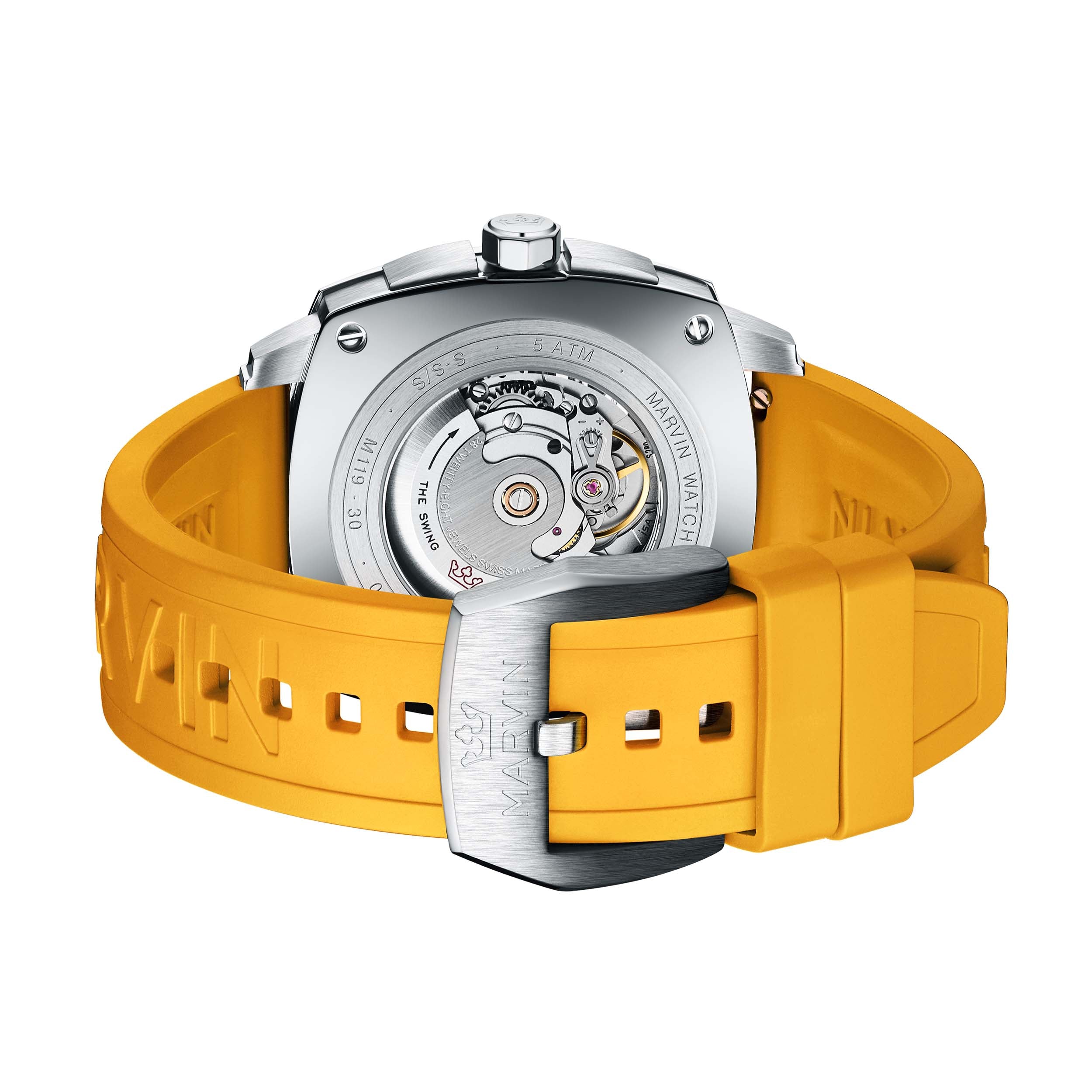 Marvin Malton Cushion 42mm Black & Yellow Dial Men's Watch M119.13.83.98