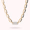 Bronzallure Squared Oval Link Necklace with Cubic Zirconia Pavé WSBZ02518Y.WR