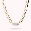 Bronzallure Squared Oval Link Necklace with Cubic Zirconia Pavé WSBZ02518Y.WR