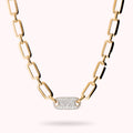 Bronzallure Squared Oval Link Necklace with Cubic Zirconia Pavé WSBZ02518Y.WR