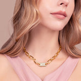 Bronzallure Squared Oval Link Necklace with Cubic Zirconia Pavé WSBZ02518Y.WR