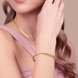 Bronzallure Golden Tennis Memory Bracelet with Cubic Zirconia WSBZ02558Y.WR