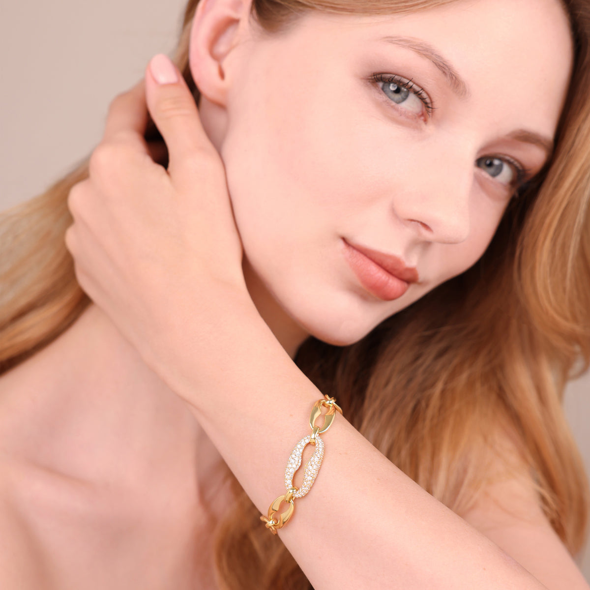 Bronzallure Maxi Mariner Link Bracelet with Cubic Zirconia Pavé WSBZ02569Y.WR