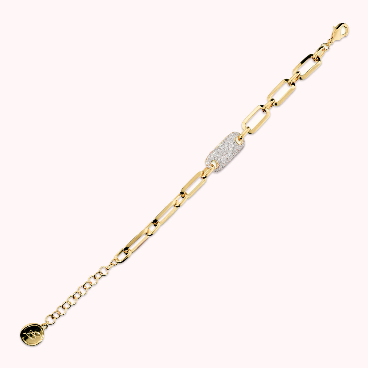 Bronzallure Squared Oval Link Bracelet with Cubic Zirconia Pavé WSBZ02591Y.WR