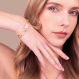Bronzallure Squared Oval Link Bracelet with Cubic Zirconia Pavé WSBZ02591Y.WR