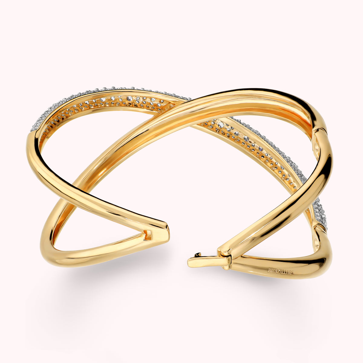 Bronzallure Rigid Woven Bracelet with Cubic Zirconia Pavé WSBZ02670Y.WR
