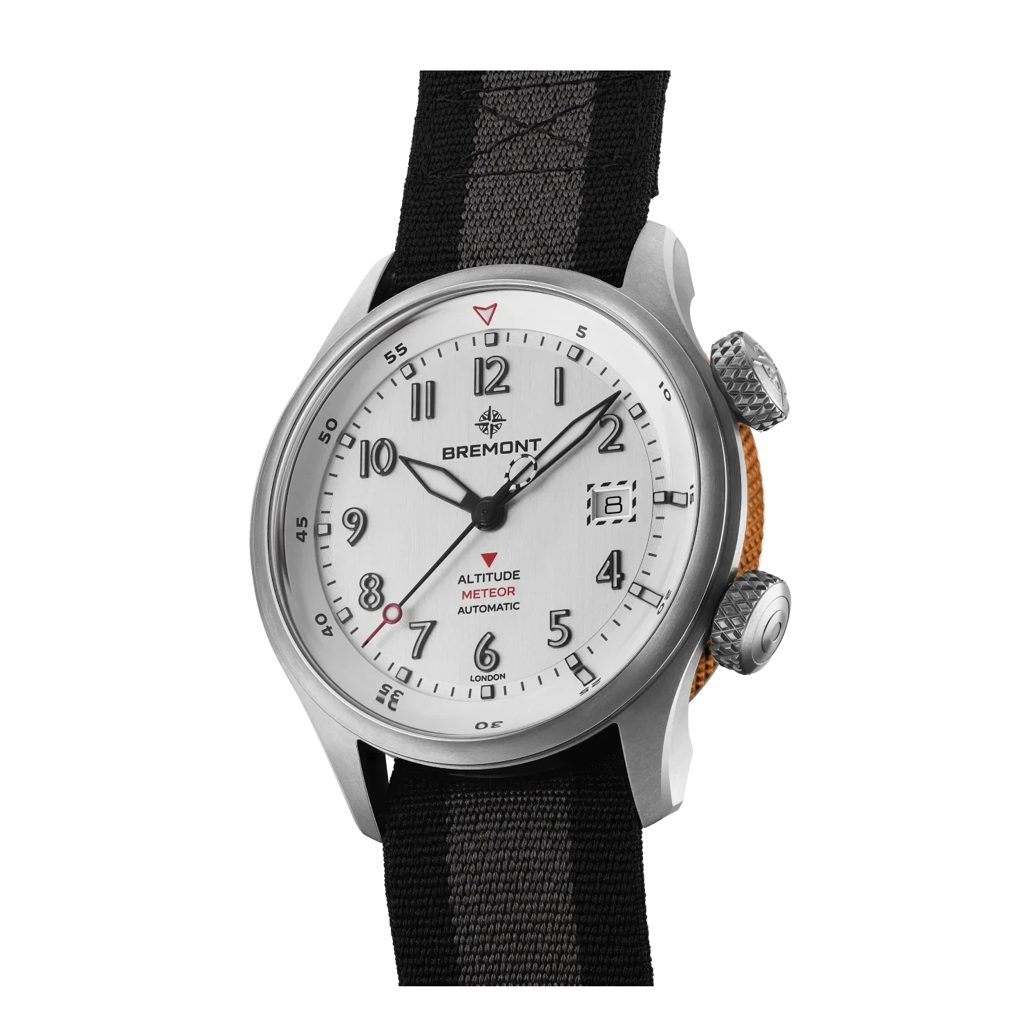 Bremont Altitude MB Meteor Orange Barrel 42mm Brushed Silver Dial Men's Watch ALT42-MT-TI-SIOR-N-S