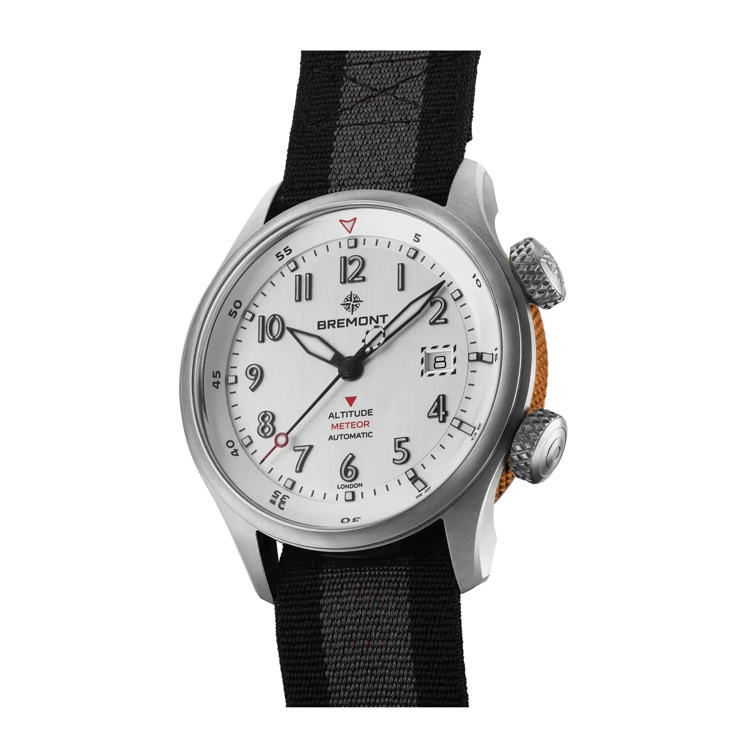 Bremont Altitude MB Meteor Orange Barrel 42mm Brushed Silver Dial Men's Watch ALT42-MT-TI-SIOR-N-S