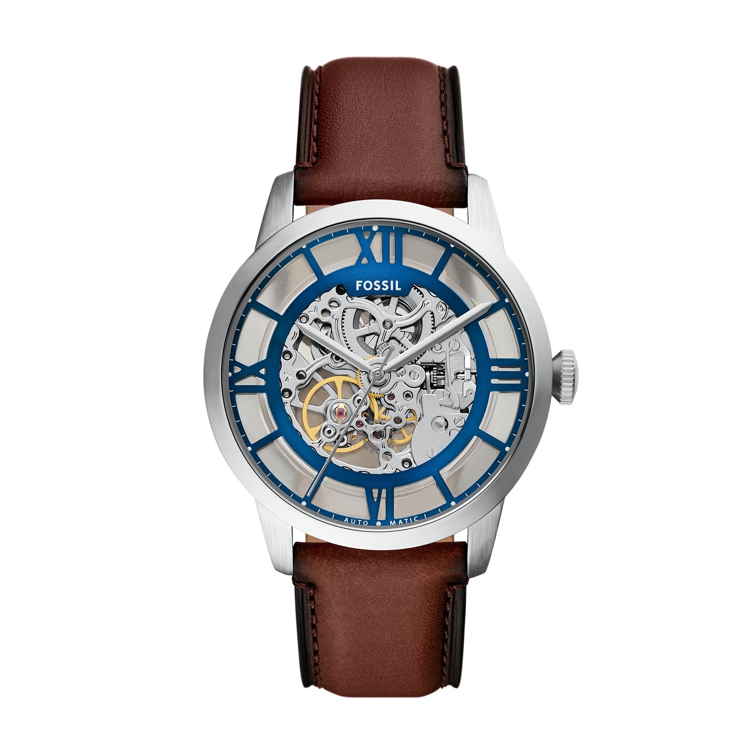 Fossil Townsman 44mm Blue Skeleton Dial Men's Watch ME3267