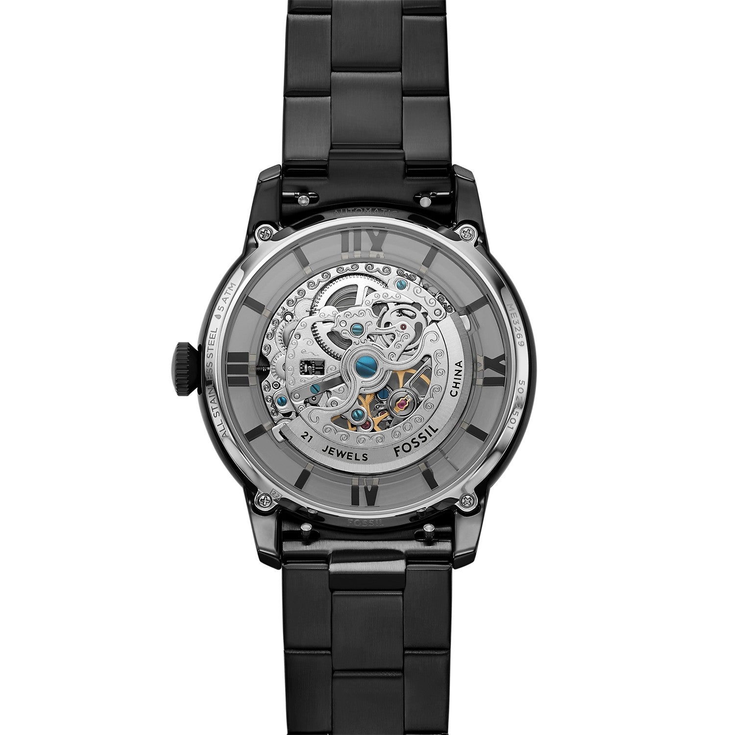 Fossil Townsman 44mm Blue Skeleton Dial Men's Watch ME3269