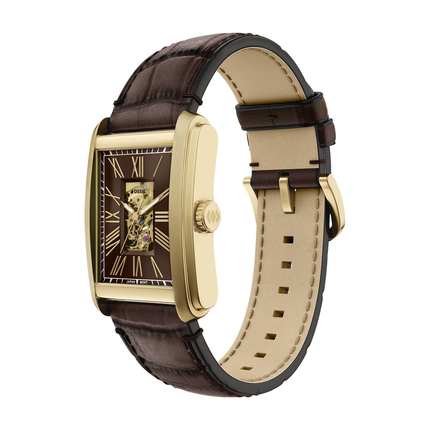 Fossil Carraway 30mm Brown Skeleton Dial Men's Watch ME3281