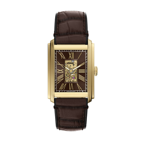 Fossil Carraway 30mm Brown Skeleton Dial Men's Watch ME3281