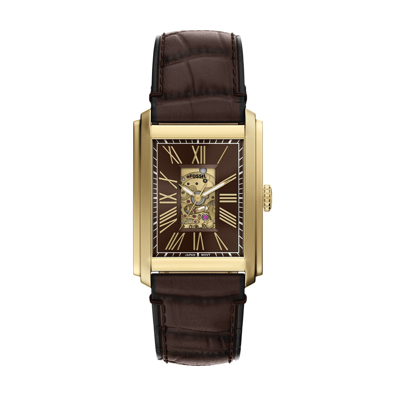 Fossil Carraway 30mm Brown Skeleton Dial Men's Watch ME3281