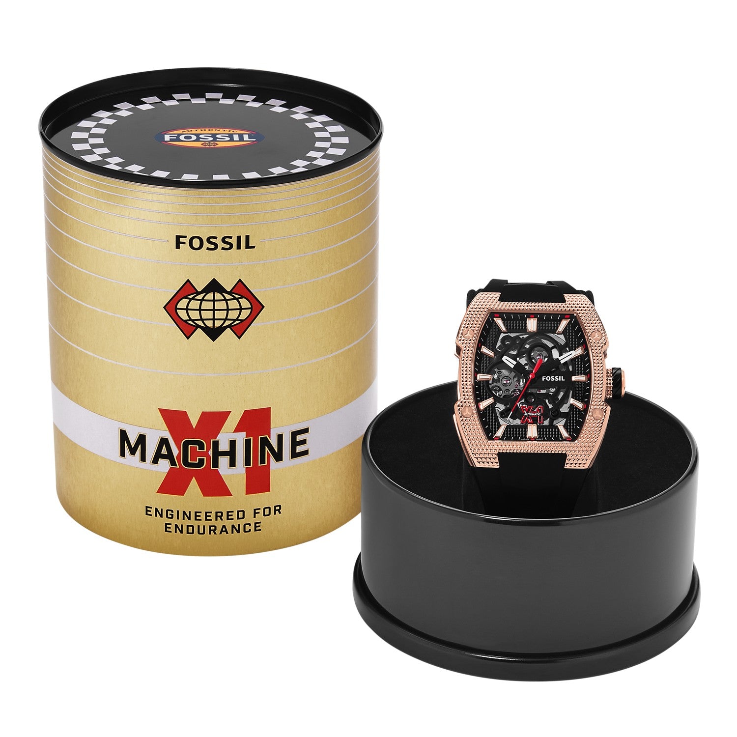 Fossil Machine X1 42mm Black Skeleton Dial Men's Watch ME3283