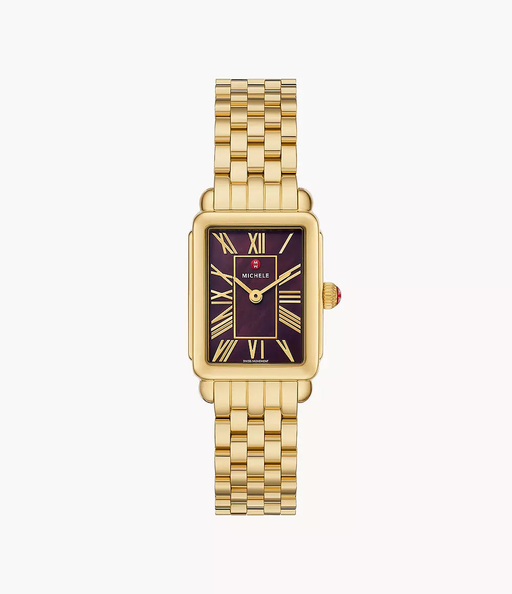 MICHELE Deco Park 18K Gold-Plated 29mm Mother of Pearl Dial Women's Watch MWW06E000147