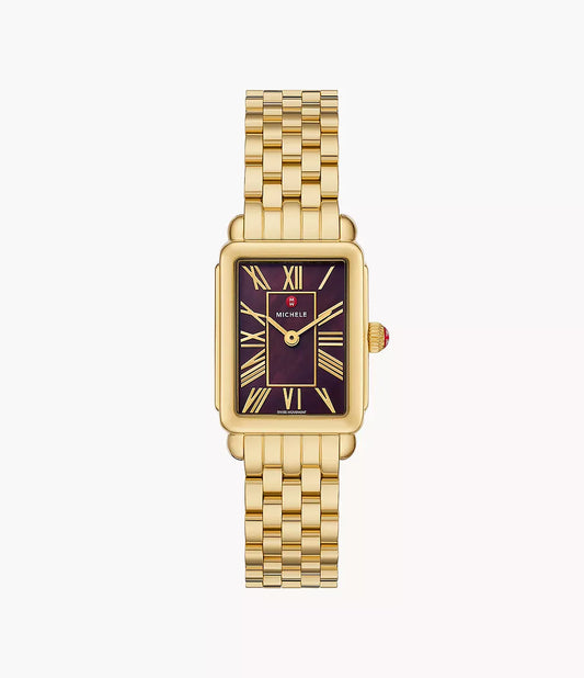 MICHELE Deco Park 18K Gold-Plated 29mm Mother of Pearl Dial Women's Watch MWW06E000147