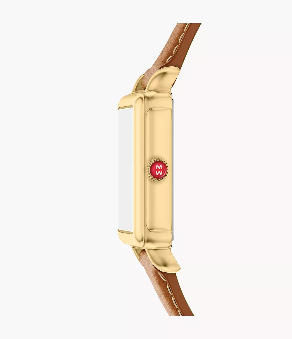 MICHELE Deco Park 18K Gold-Plated 29mm White Mother of Pearl Dial Women's Watch MWW06E000150