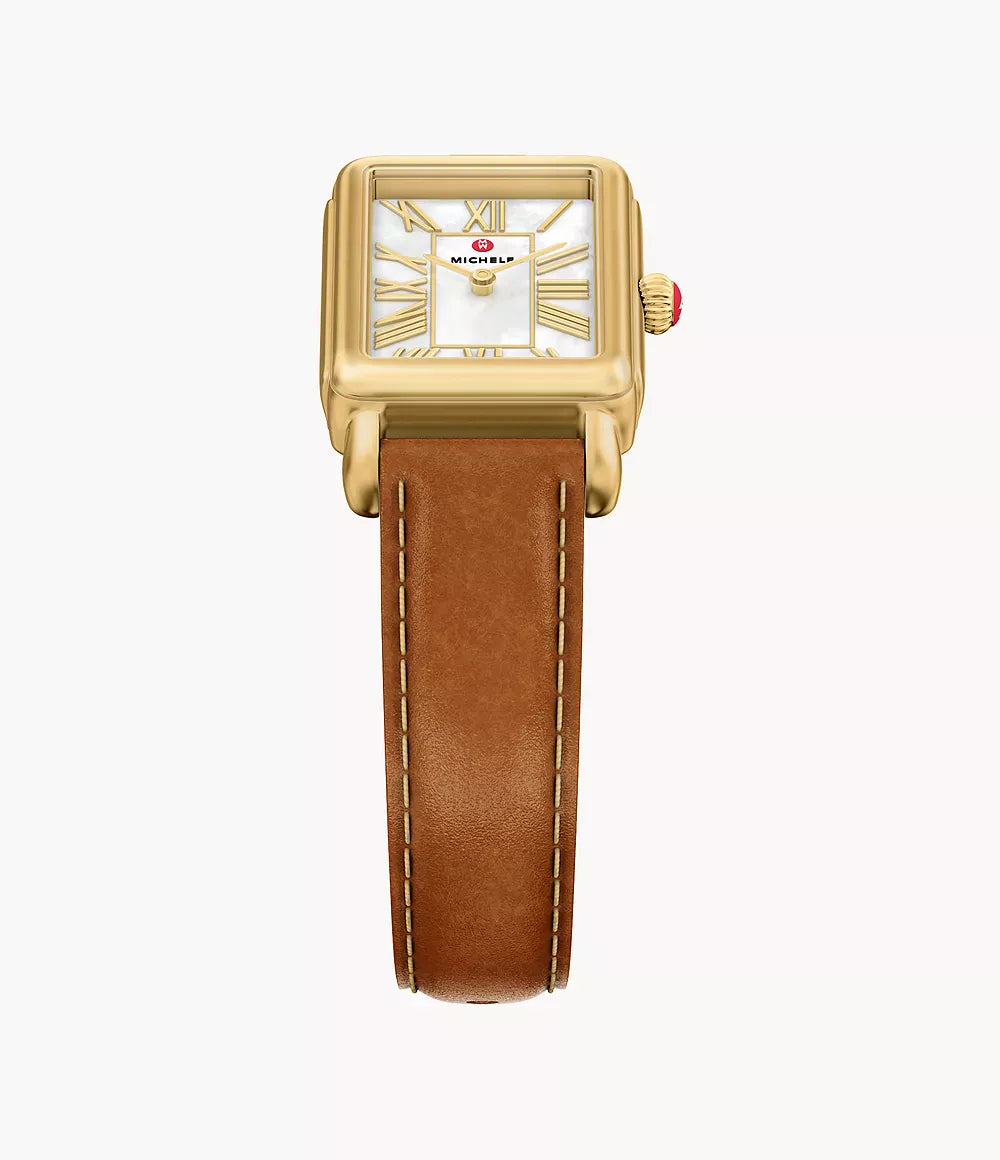 MICHELE Deco Park 18K Gold-Plated 29mm White Mother of Pearl Dial Women's Watch MWW06E000150