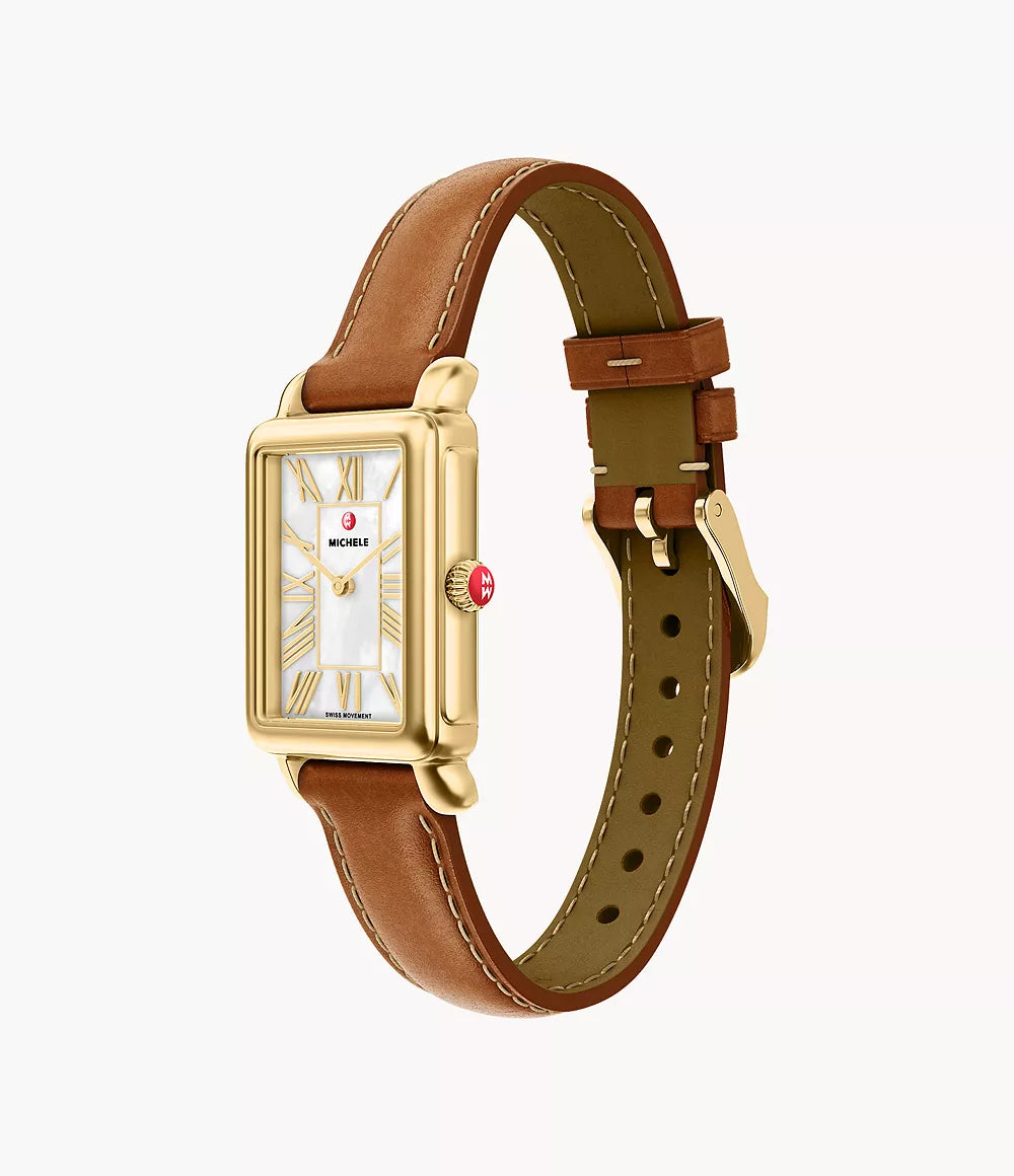MICHELE Deco Park 18K Gold-Plated 29mm White Mother of Pearl Dial Women's Watch MWW06E000150