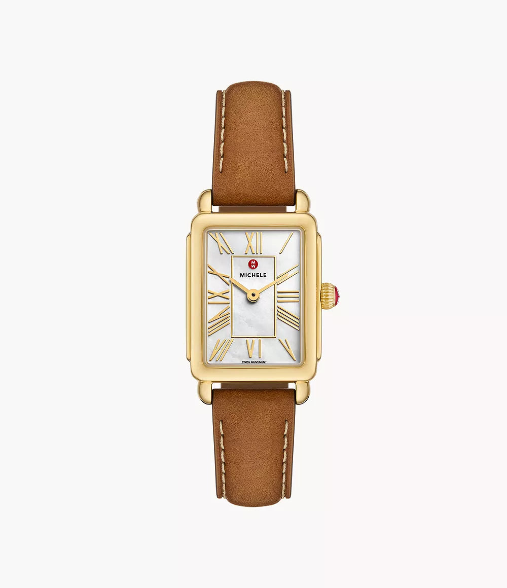 MICHELE Deco Park 18K Gold-Plated 29mm White Mother of Pearl Dial Women's Watch MWW06E000150