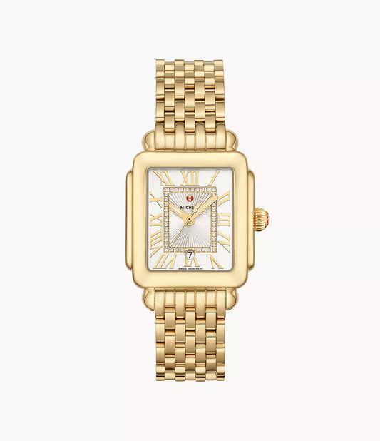 Michele Deco Madison Mid 31mm 18K Gold Diamond Women's Watch MWW06G000014