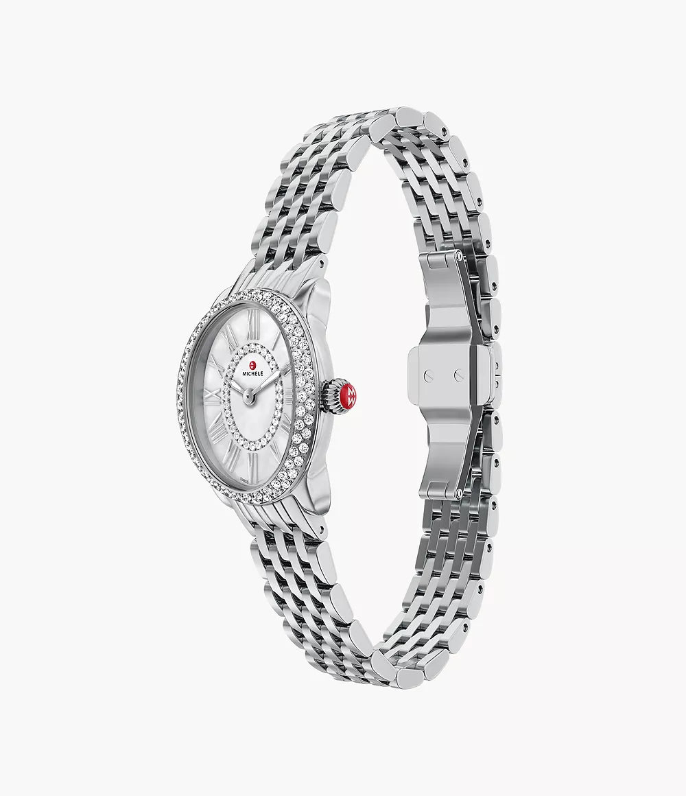 MICHELE Serein Oval Diamond 27mm White Mother of Pearl Dial Women's Watch MWW21H000001