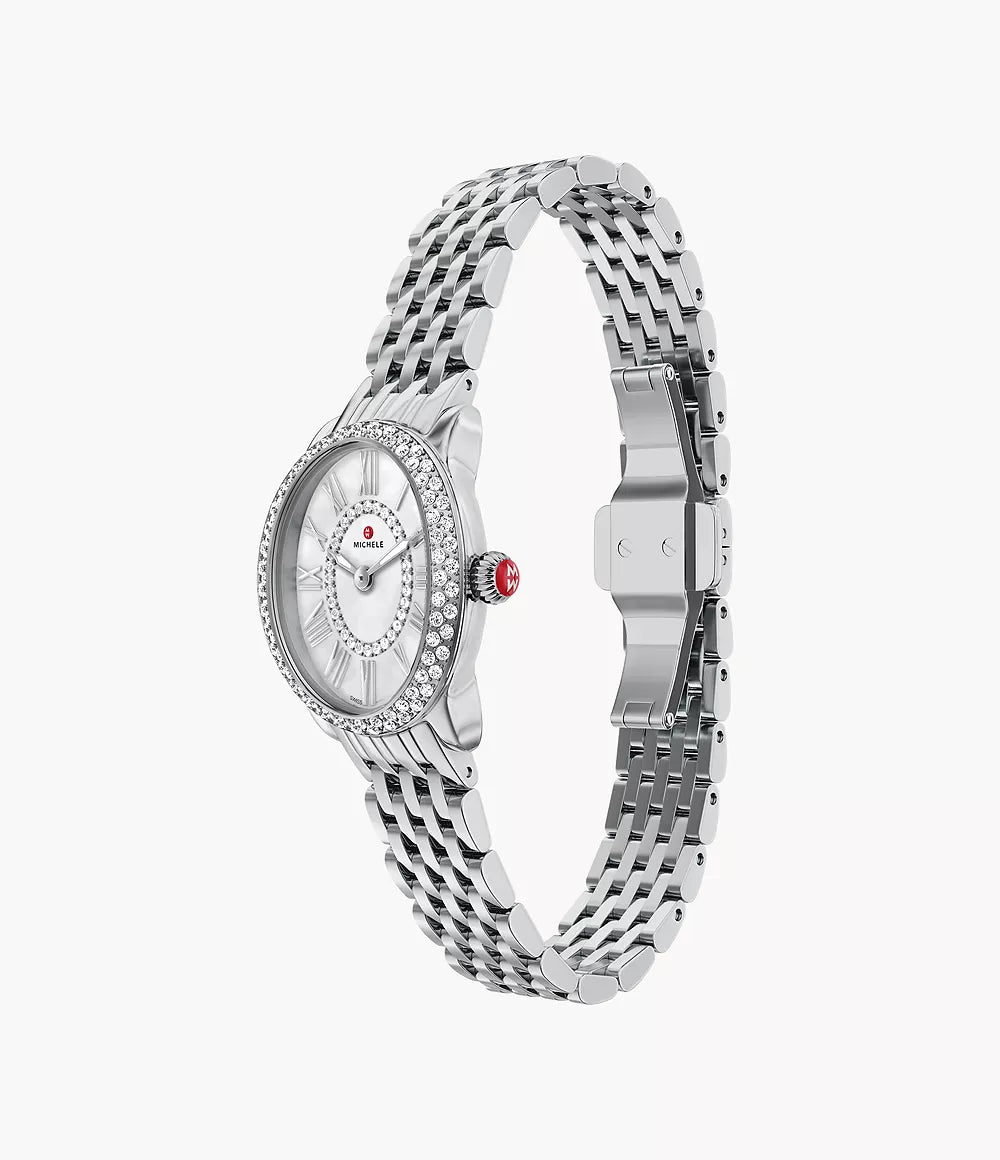 MICHELE Serein Oval Diamond 27mm White Mother of Pearl Dial Women's Watch MWW21H000001