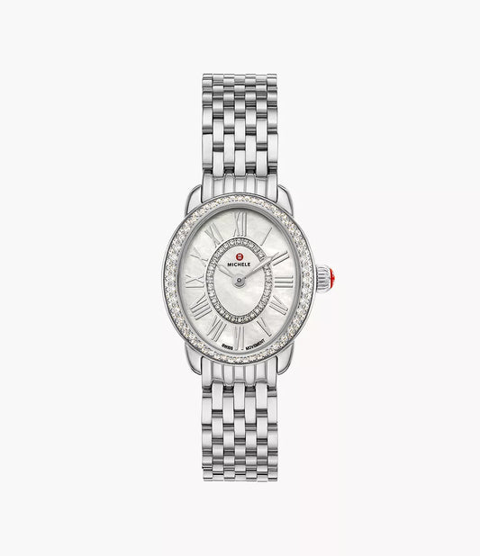 MICHELE Serein Oval Diamond 27mm White Mother of Pearl Dial Women's Watch MWW21H000001