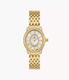 MICHELE Serein Oval Diamond 18K Gold-Plated 27mm White Mother of Pearl Dial Women's Watch MWW21H000003