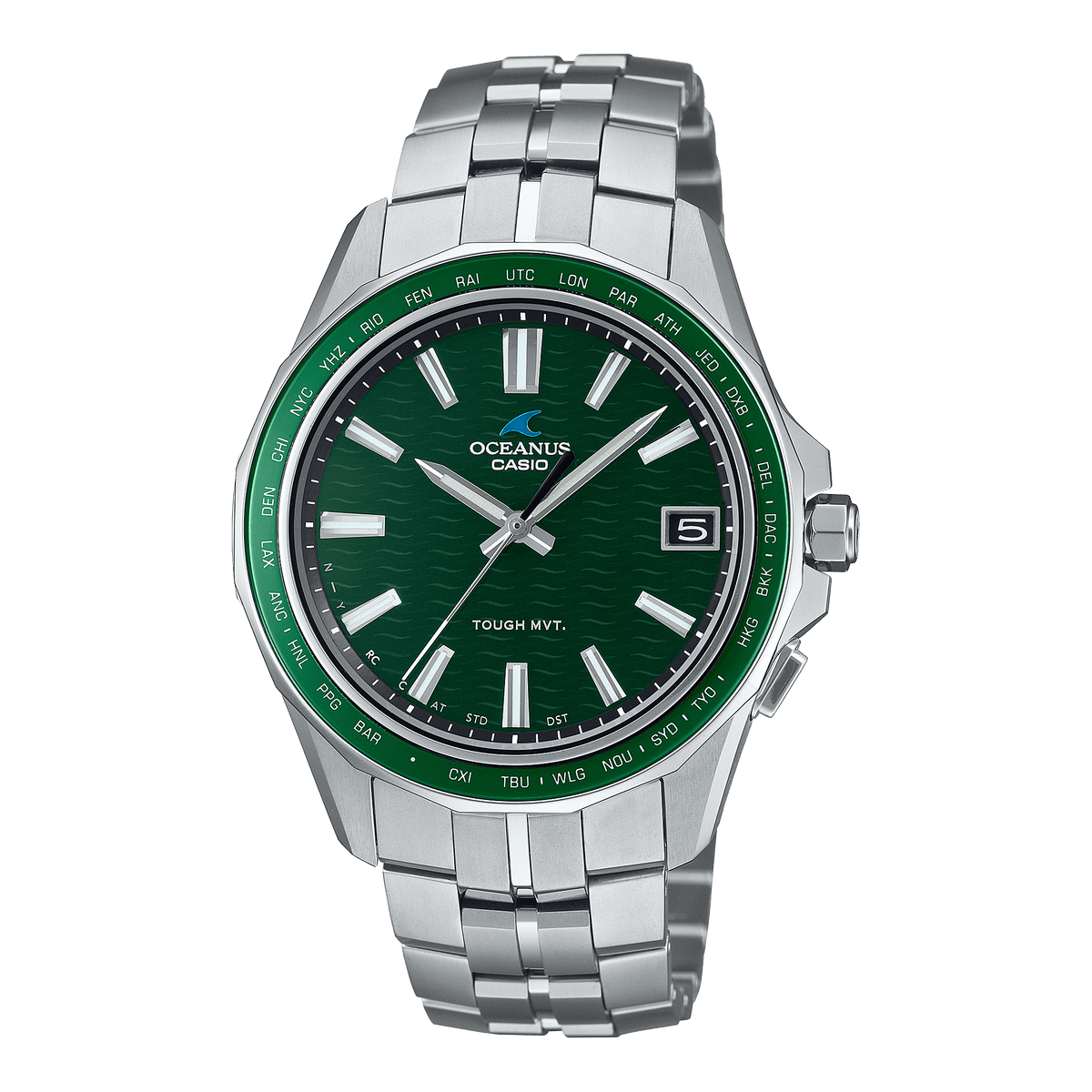 Casio Oceanus Manta 41.3mm Green Dial Titanium Men's Watch OCWS400-3A