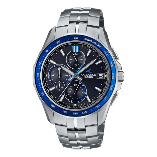 Casio Oceanus Manta Black-Blue 42.8mm Titanium Men's Watch OCWS7000-1A