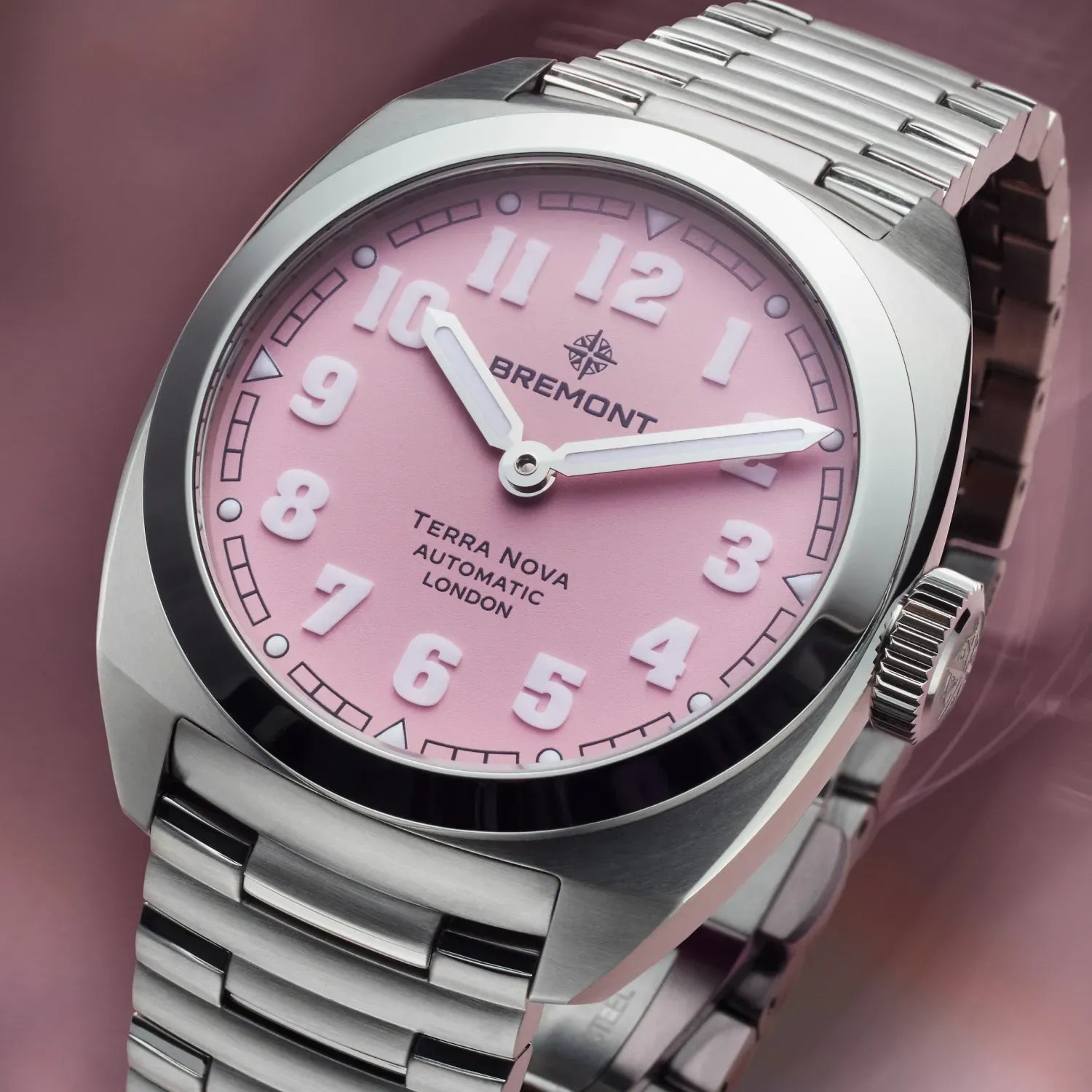 Bremont Terra Nova 38mm Pink Dial Men's Watch TN38-ND-SS-PK-B