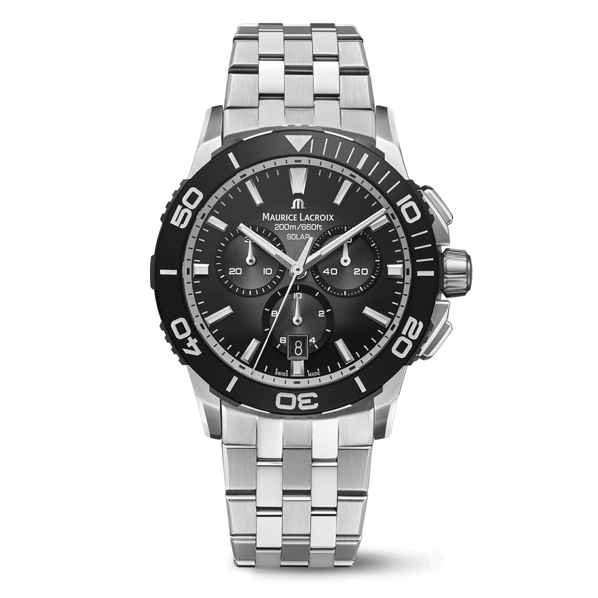 Maurice Lacroix Pontos S Solar Chronograph 42mm Black Dial Men's Watch PT1038-SSL22-330-1