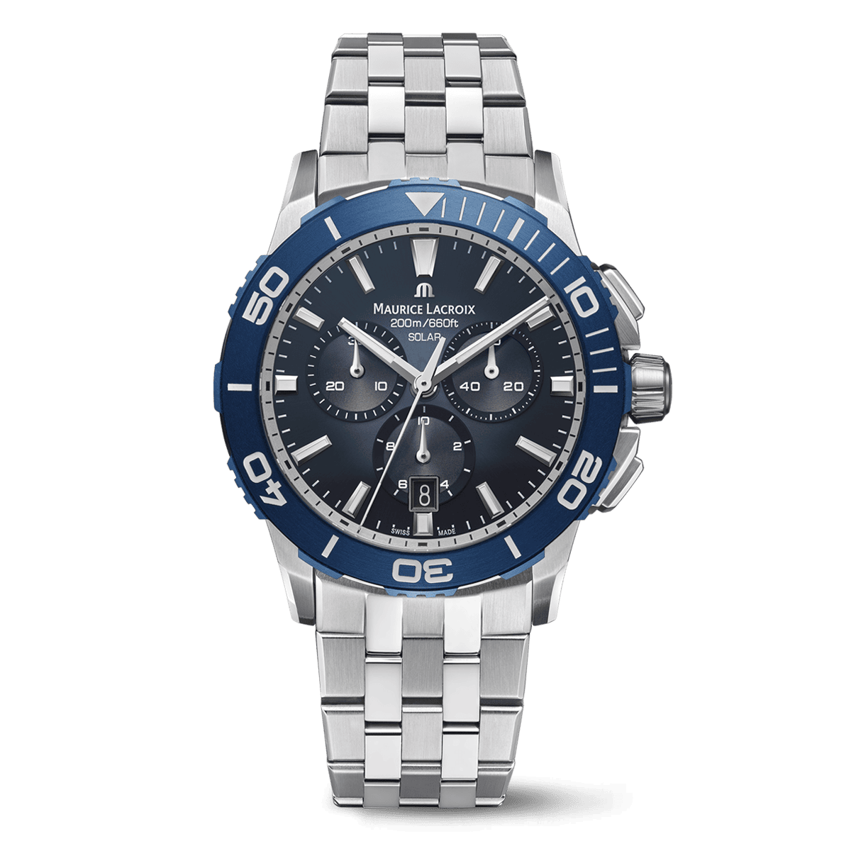 Maurice Lacroix Pontos S Solar Chronograph 42mm Blue Dial Men's Watch PT1038-SSL42-430-1