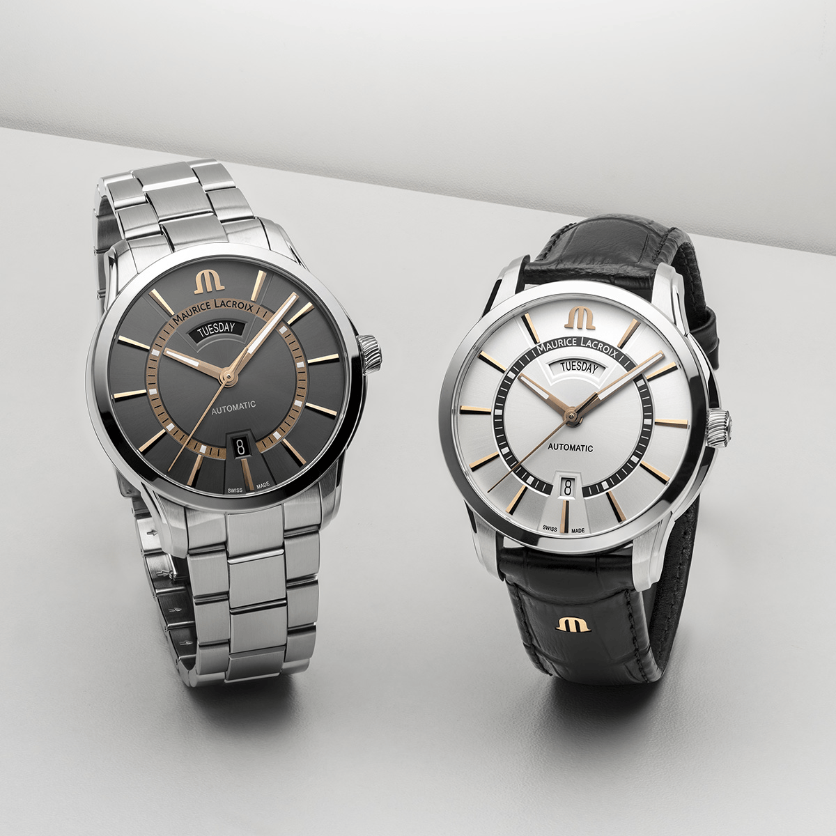 Maurice Lacroix 40.5mm Pontos Day Date Silver Dial Men's Watch PT6358-SS001-230-2