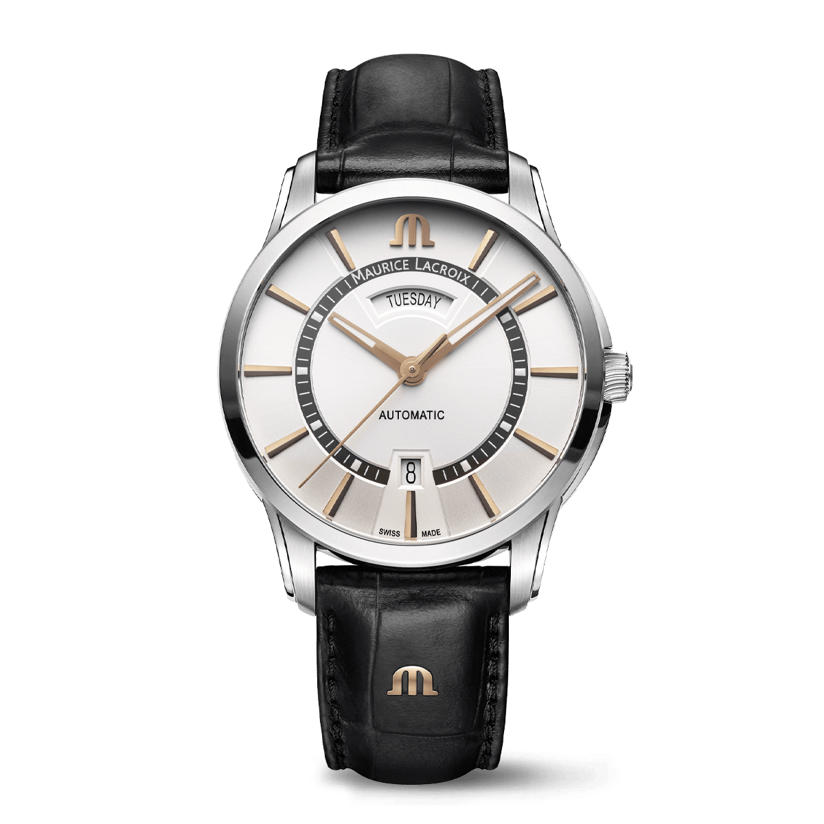 Maurice Lacroix 40.5mm Pontos Day Date Silver Dial Men's Watch PT6358-SS001-230-2