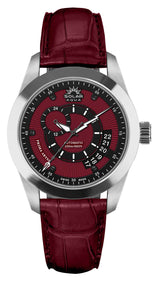 SOLAR AQUA Prima Abyss Leather 42mm Black-Italian Burgundy Dial Men's Watch SA0010.0024